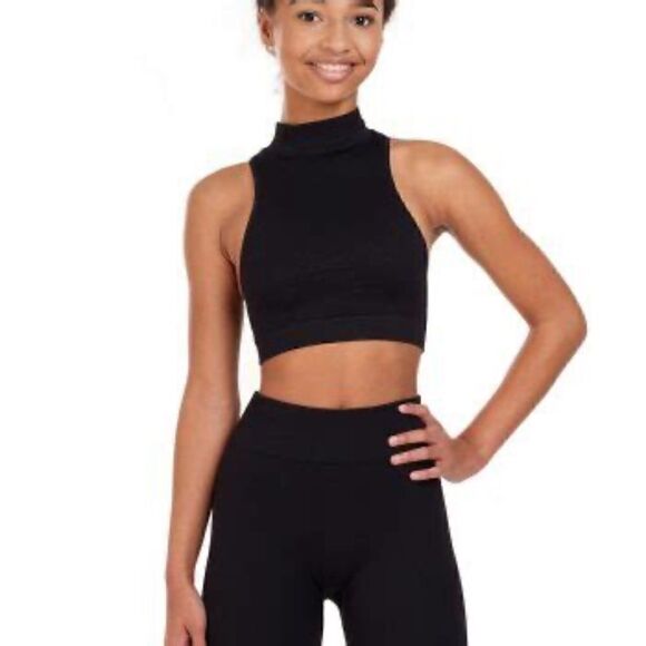 Capezio Women’s Seamless Rib Crop Top – NWT Olive Green, Size M/L (11375W) - Picture 4 of 6